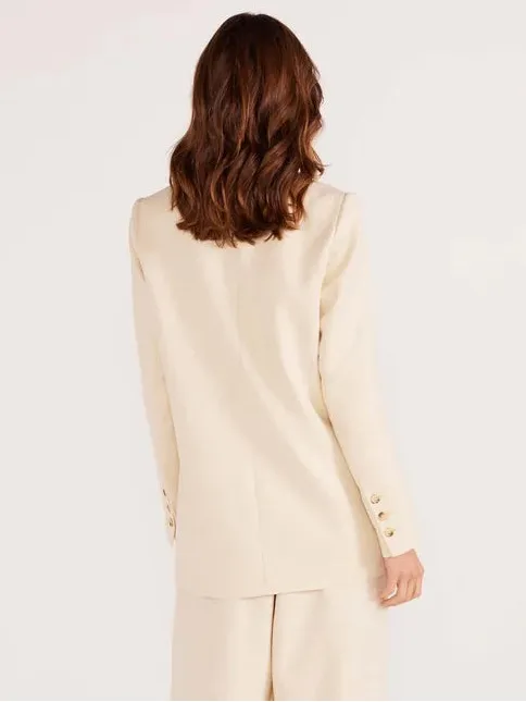 NWT Misa Los Angeles Viva Blazer Cream Stretch Cotton Double Breasted Blazer M - Image 5