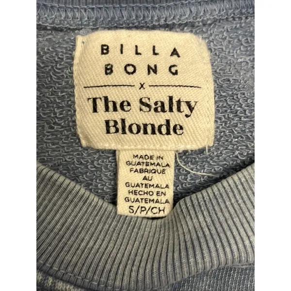 Billabong X The Salty Blonde Faded Blue Long Sleeve Relaxed Sweatshirt- Small - Image 8