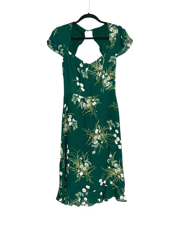 Reformation Rosi Dress Green Floral Short Sleeve Sweetheart Neck 8 in Buena - Image 5