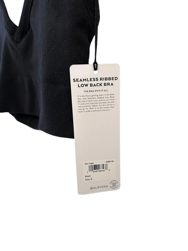 Alo Seamless Ribbed Low Back BLACK Bra S SOLD OUT NWT - Image 5
