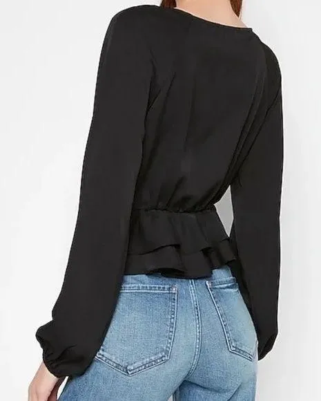 Express Black Long Sleeve Blouse - Image 2