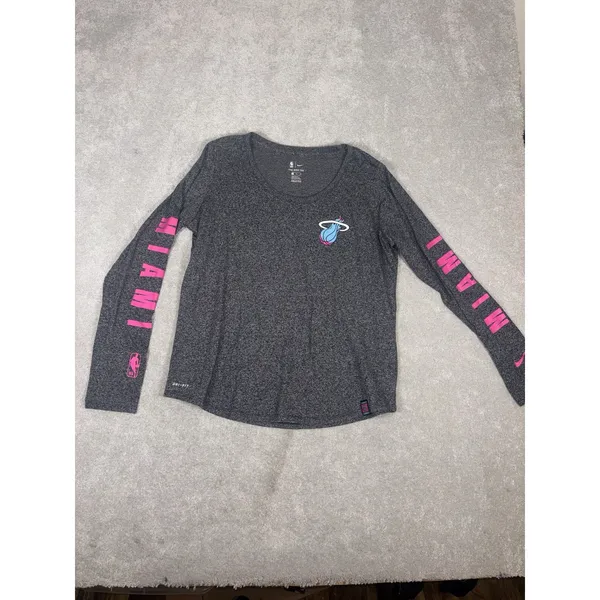 Nike NBA Miami‎ Heat Vice Nights Long Sleeve T-Shirt Hyper Elite Gray Xl Womens - Image 5