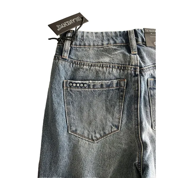 BlankNYC Denim Jeans Button Fly Crop High Rise Blue Distressed Women’s 24 Ripped - Image 7