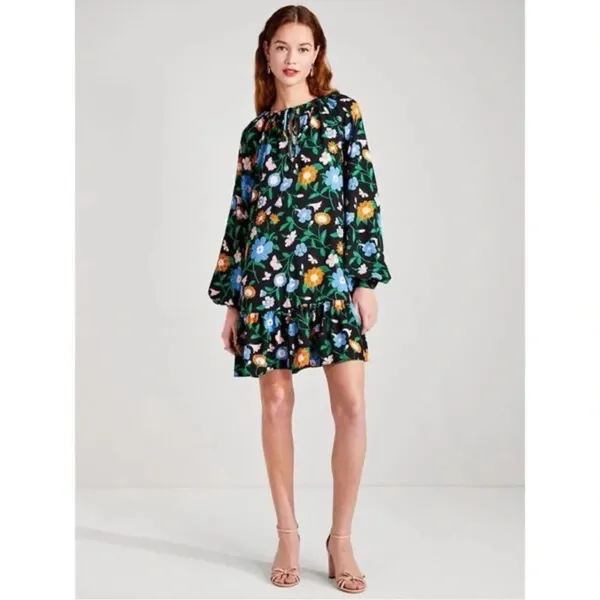 KATE SPADE NEW YORK KATE SPADE Floral Garden Tulip Dress In Black LARGE - Image 14