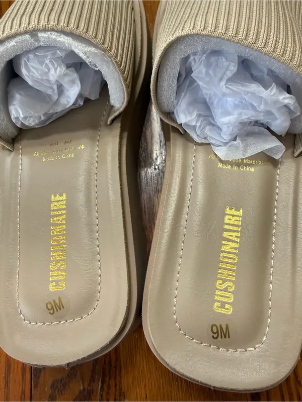Cushionaire Taupe Weave Ribbed Platform Slide Sandals Beige Tan Size 9 New - Image 5
