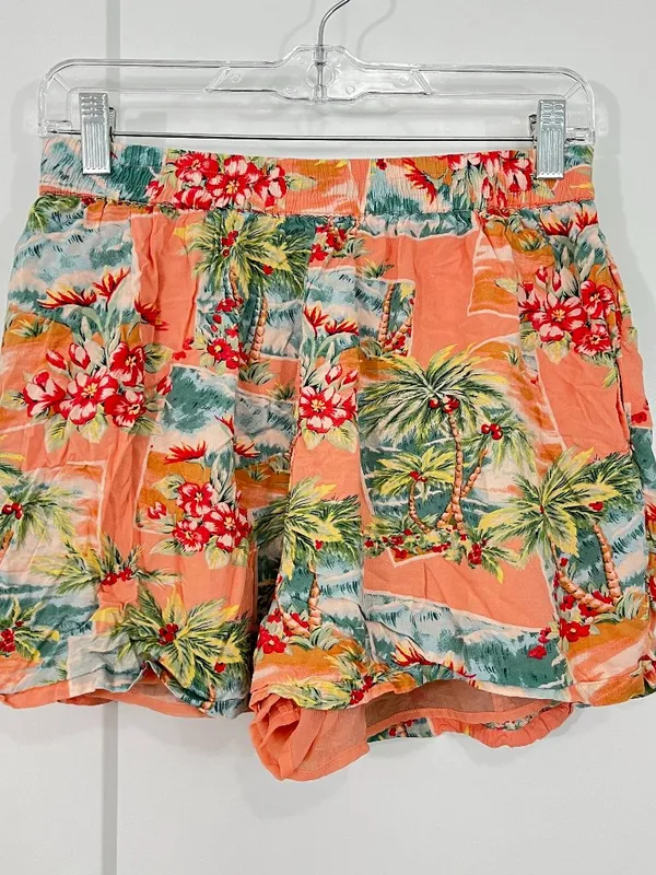 American Eagle Small Peach Coral Tropical Lined Shorts with Pockets - Image 2