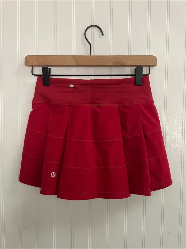 LULULEMON Pace Rival Mid-Rise Skirt in Red Alabama BAMA Logo Size 0 - Image 3