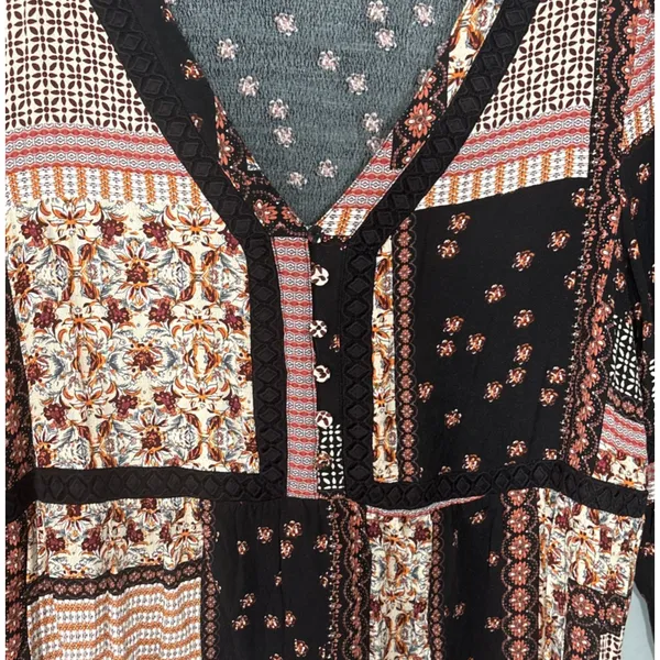 Gibson Latimer Patchwork Top Size Large Babydoll Hippie Boho Whimsigoth Peasant - Image 5