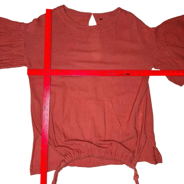 Free People Gauze Mesh Tunic Dress Oversized Cinnamon Orange Top L Boho‎ - Image 10