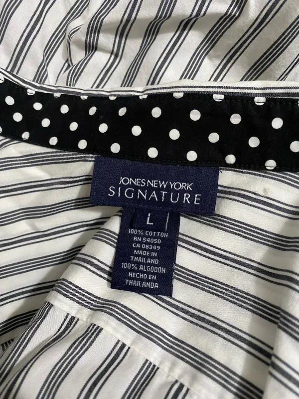 Jones New York 100% Cotton Vertical Stripe Dress Shirt - Image 3
