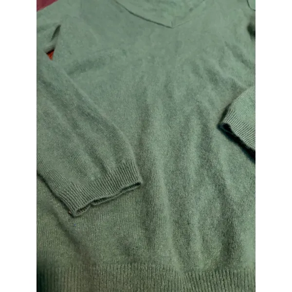 LOFT Sweater Cashmere V-Neck Green Luxury Soft Knit XL‎ - Image 2