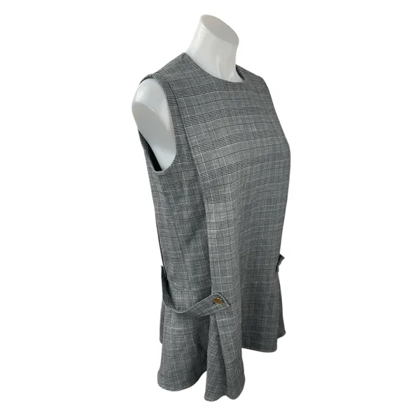 Zara Women's Gray Plaid Check Sleeveless Mini Skater Tank Flare Shift Dress M - Image 2
