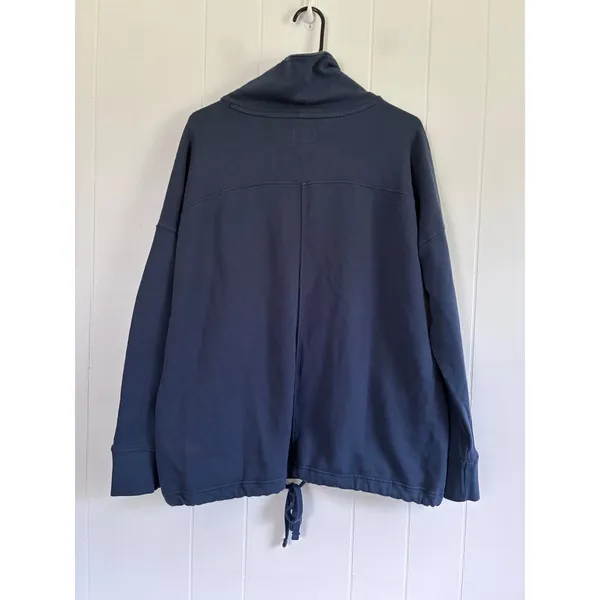 Pact Organic Cotton Shawl Collar Sweatshirt Navy Blue Medium Relaxed Pullover - Image 2