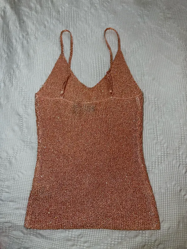 White Fox Boutique Love Galore Sequin Knit Top Peach - Image 8