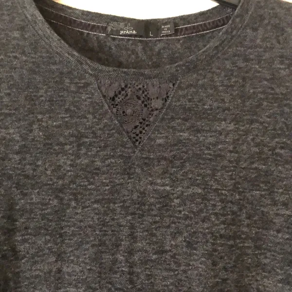 Prana Lace Sleeve Pullover Top Womens Size Large Dark Gray Athleisure Workout - Image 3