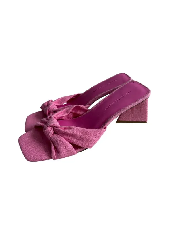 PRINCESS POLLY Pink Linen Knot Heels Sandals Sz 8 - Image 8