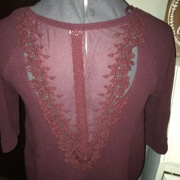 Oversized Free People thermal with lace panel back - Image 3