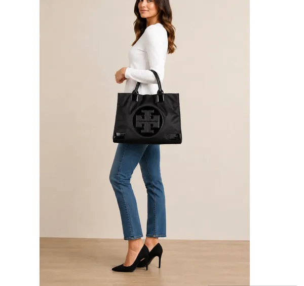 Tory Burch Ella Black Nylon Tote - Image 6