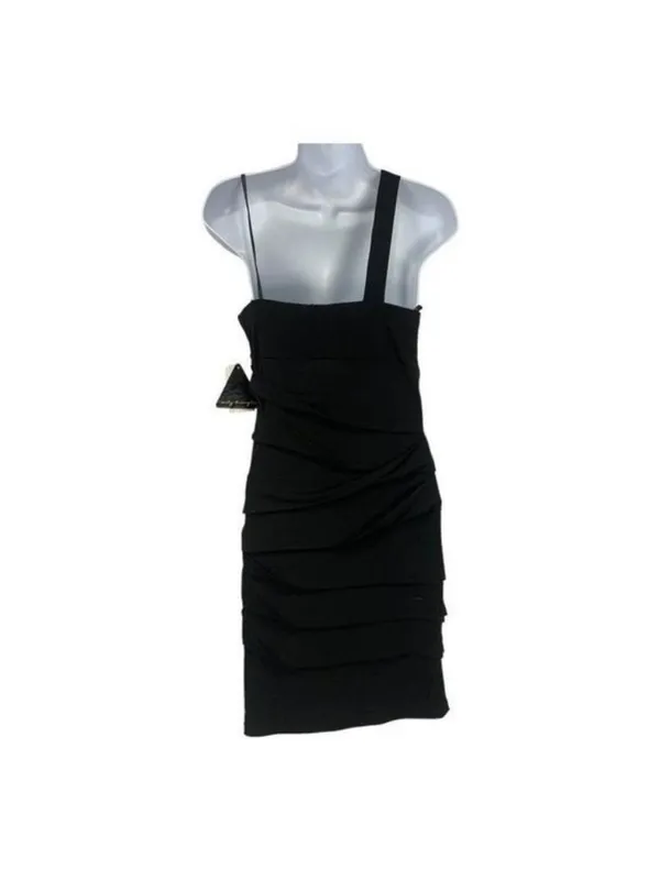 City Triangel Black One-Shoulder Beaded Cocktail Dress With Draped Layered Skirt - Image 10