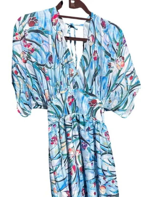 ADOR Light Blue Floral Maxi Dress M NEW - Image 3