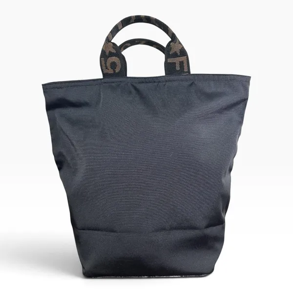Fendi Roma Shopper Tote Bag Medium Black Nylon Logo Handles Italy Designer - Image 2