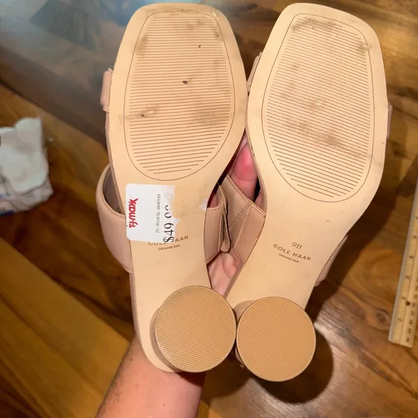 Cole Haan Women's Block Heel Sandals‎ tan Leather classic wedding size 9 career - Image 9