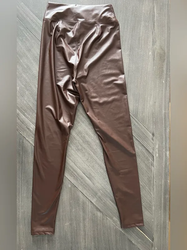 aerie Offline Faux Leather Luxe Leggings in Brown - Image 5