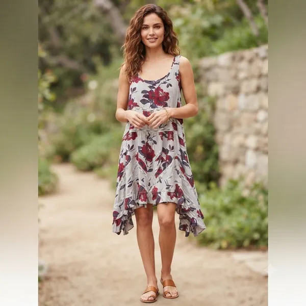 Free People Slip Dress Womens Small Grey Burgundy Voile Lace Trapeze Boho Mini - Image 5