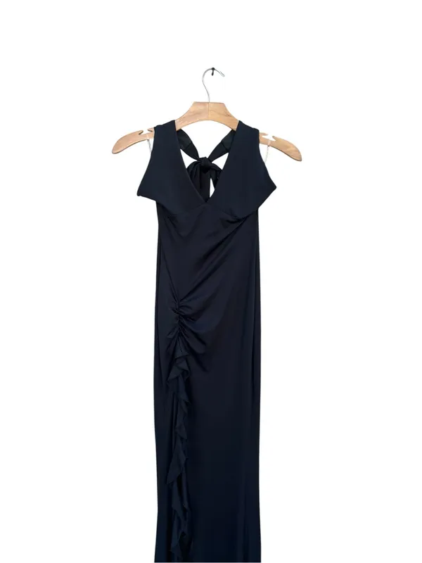 Peppermayo Black Halter Top High Slit Ruched Maxi Dress Size 4 New with Tags - Image 7