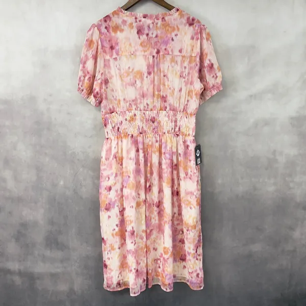 ANDTHEWHY Floral Chiffon Midi Dress‎ Womens 1X Metallic Romantic Fairy Whimsy - Image 2