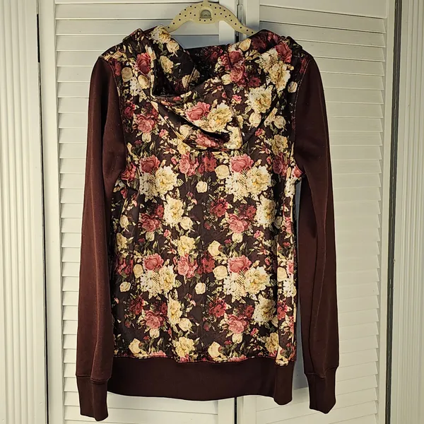 Volcom Womens Burgundy Nelson Fleece Full Zip Hoodie Jacket Medium‎ - Image 2