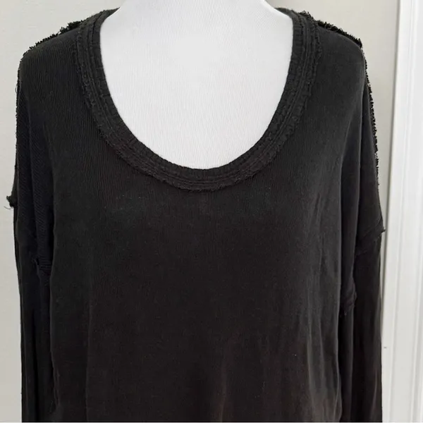 Free People Ribbed Distressed Long Sleeve Shirt size small - Image 2