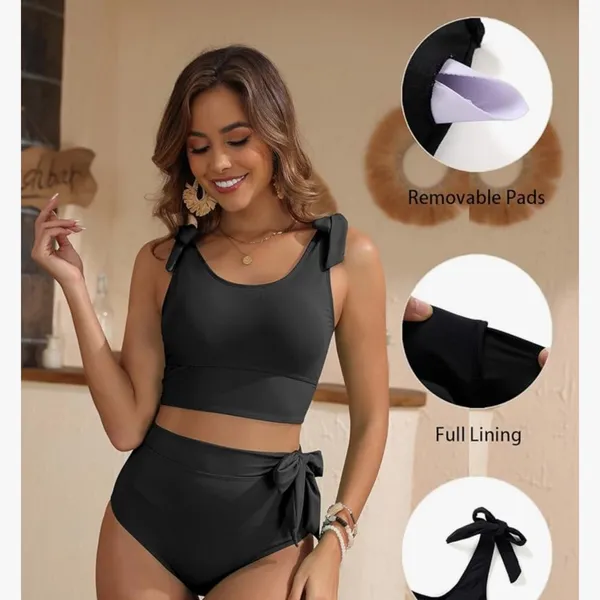 Yonique High Waisted Tummy Control Bikini Modest Bathing Suit 2PC swimsuit - Image 6