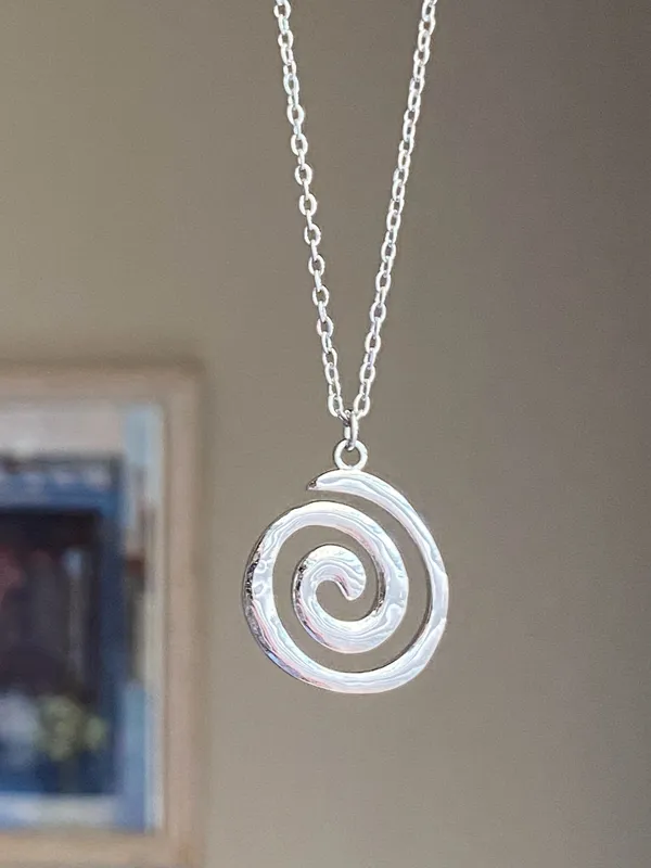 Handmade fully stainless steel spiral swirl uzumaki funky boho grunge style necklace🌀 - Image 2