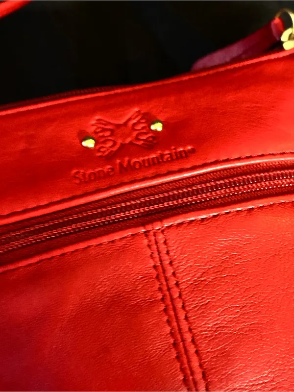 Stone Mountain Red Quilted Crossbody Bag with Heart Charm - Image 8