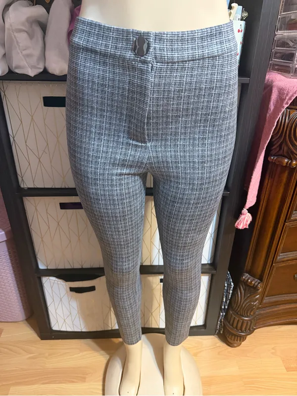 Zara Gray Plaid Skinny Ponte Pants - Image 2