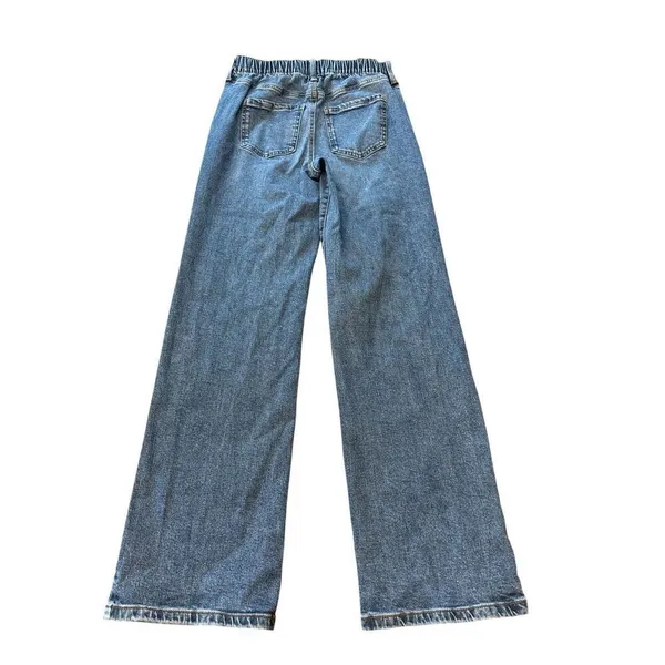 No Boundaries Womens Jeans Medium Wash Size XS High Rise Baggy Wide Leg - Image 3