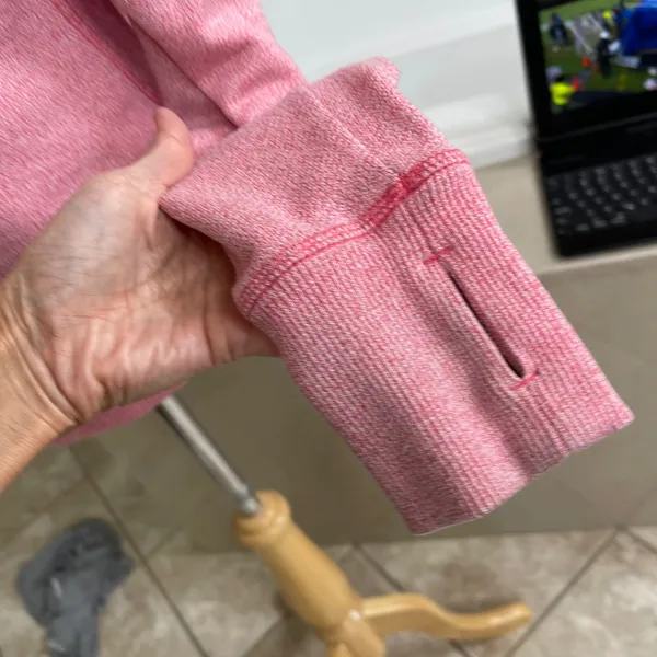 Patagonia pink Heathered Full Zip Hoodie Jacket Thumbholes Women size S Workout - Image 5