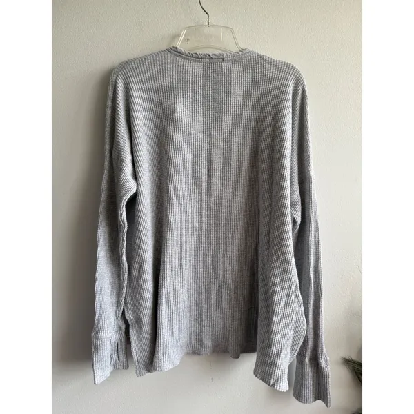 OFFLINE by Aerie Womens Gray Waffle Knit Henley Long Sleeve Oversized Top M 3860 - Image 2