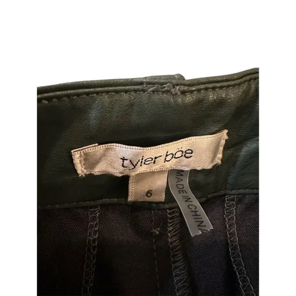 Tyler Boe Rebecca Wide-Leg Faux Vegan Leather Pants Green Size 6 Casual - Image 9