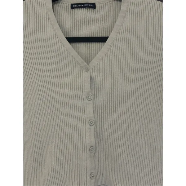 Brandy Melville Mint Green V-Neck Button Cardigan Sweater One Size Preppy Casual - Image 2
