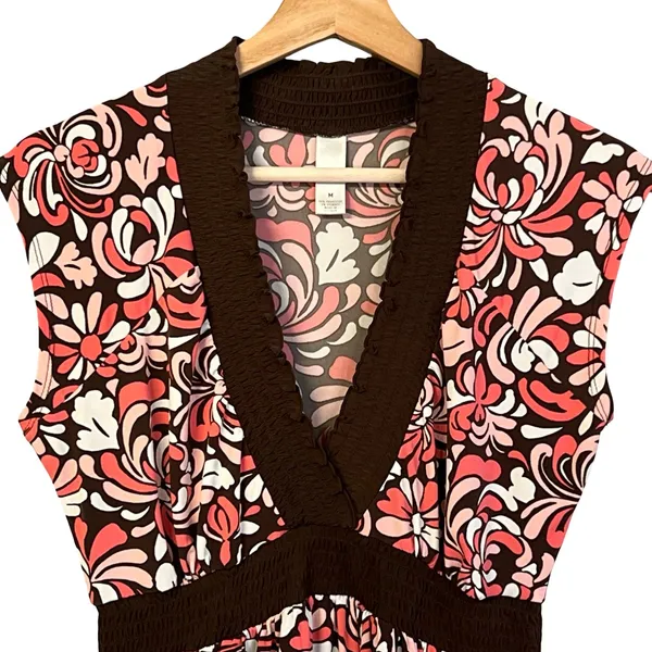 Merona Womens Y2K Babydoll Floral Top Size M Empire Waist Boho Festival Retro - Image 2