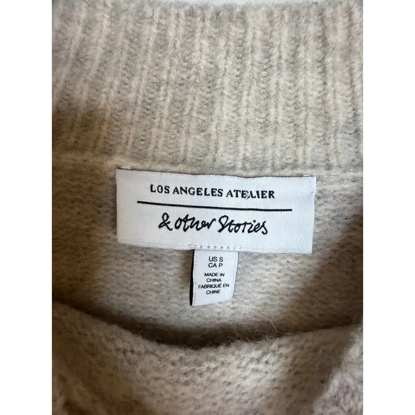 & Other Stories Cream Crewneck Sweater with Pocket - Image 4