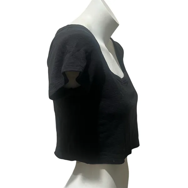 Madewell Womens Cropped T-Shirt Size M Black Solid Scoop Neck Short Sleeve - Image 4