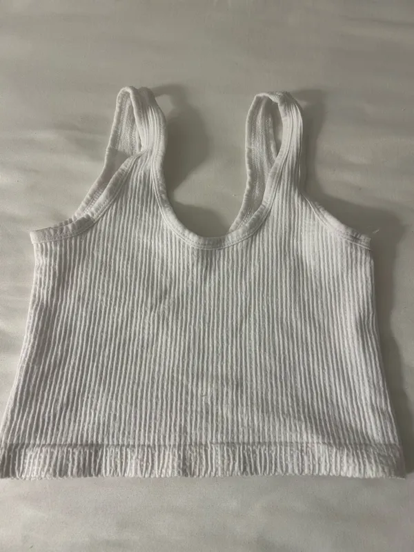 Out From Under Urban Outfitters White Ribbed Cropped Tank Top - Image 2