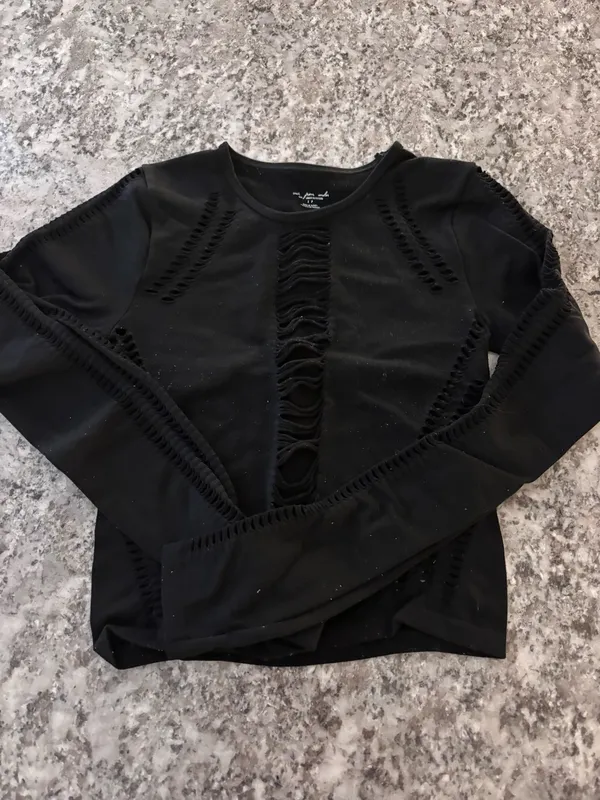 Urban Outfitters Saskia Long Sleeve Out From Under Seamless Slashed Black - Image 3