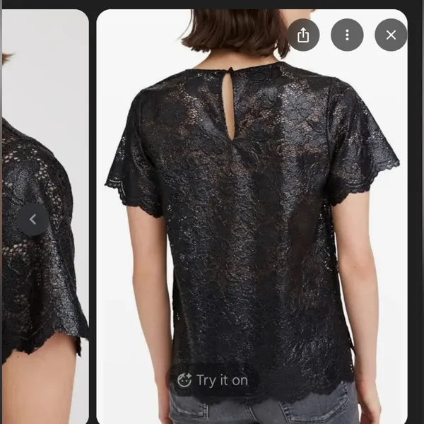 7 for all mankind womans‎ lace black tee - Image 3
