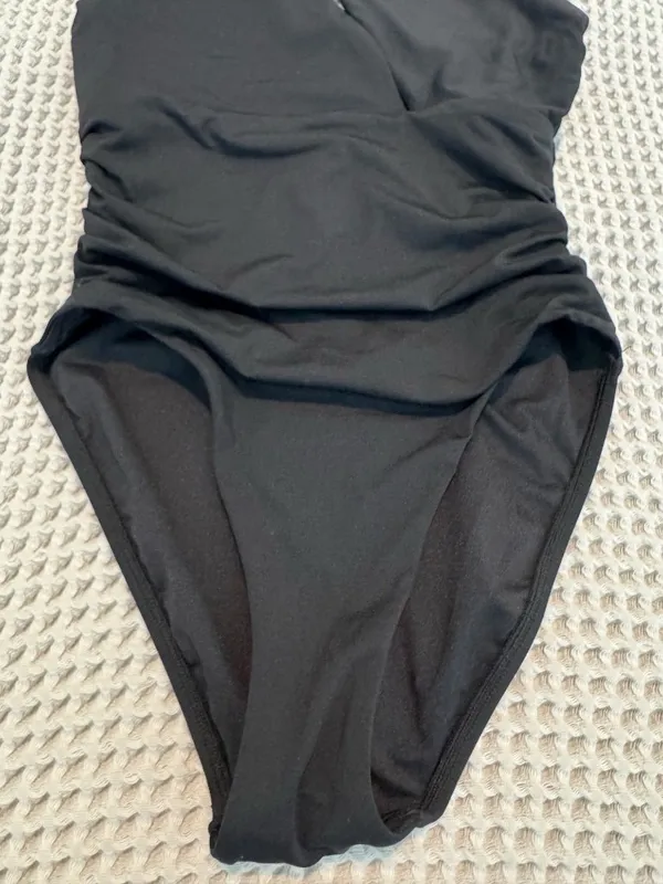 Seafolly One Shoulder Cutout One Piece Swimsuit Size 10 Black Summer Vacation - Image 6