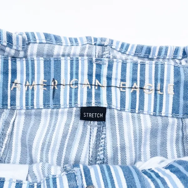 American Eagle Stretch Mom Short Size 6 Paperbag Belted Blue White Stripe Preppy - Image 4