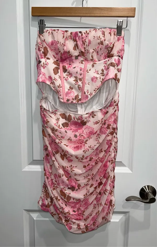 Hello Molly Women’s Floral Truly Mine Strapless Ruched Mini Dress Size XL 10 NWT - Image 2